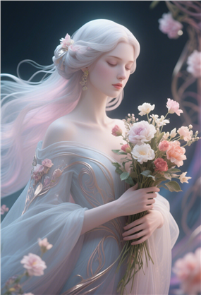 3D渲染风格艺术美女插画图片